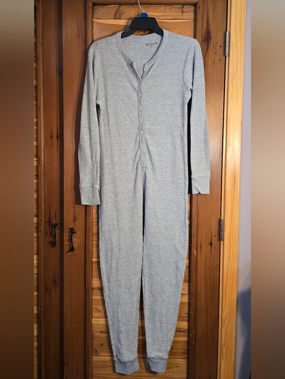 Women's/Unisex Gray Button-Front Thermals One-Piece